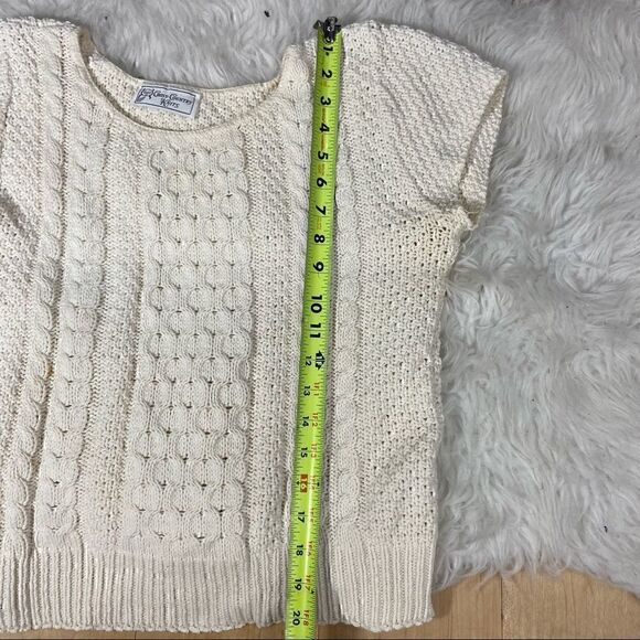 Vintage Cerulean Ivory / off white Short Sleeved Cross Country Knits Sweater - Picture 5 of 15